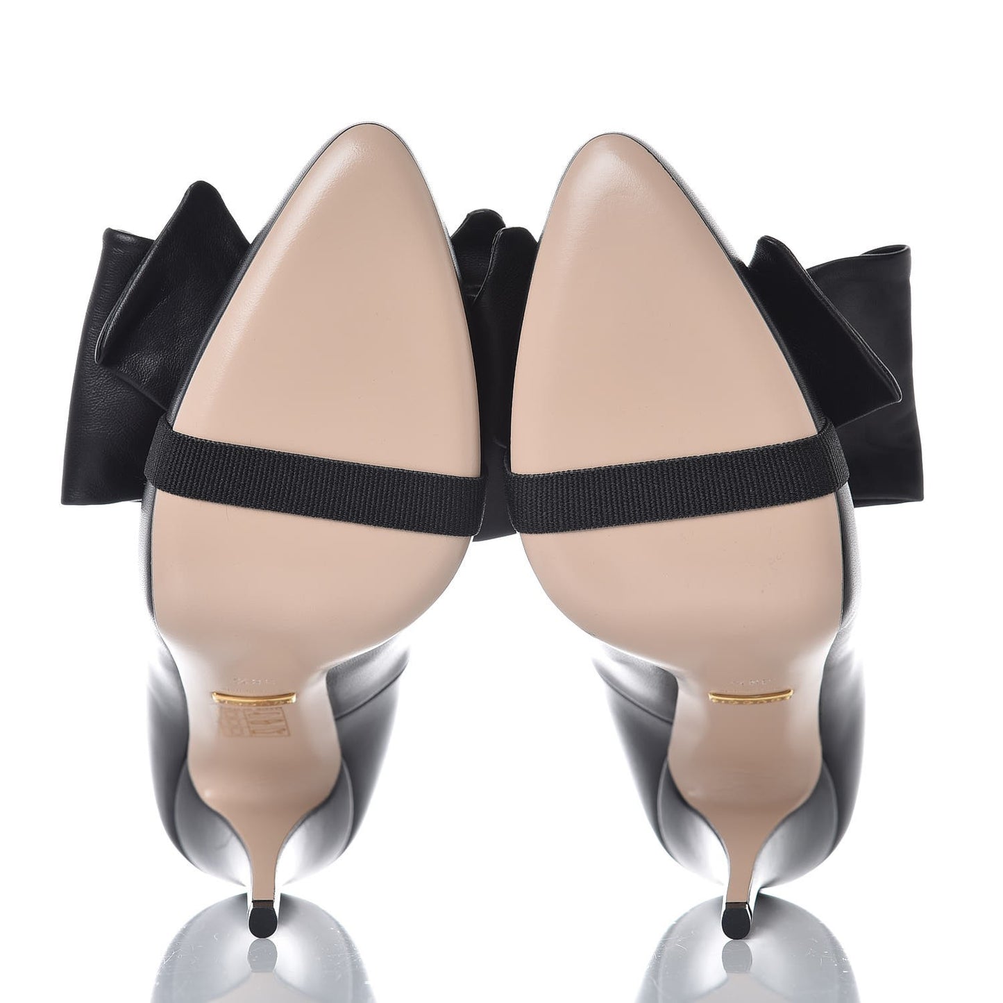 Nappa Removable Bow Elaisa Platform High Heel Pumps 38.5 Black