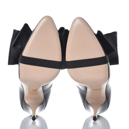 Gucci Nappa Removable Bow Elaisa Platform High Heel Pumps 38.5 Black 6 of 9