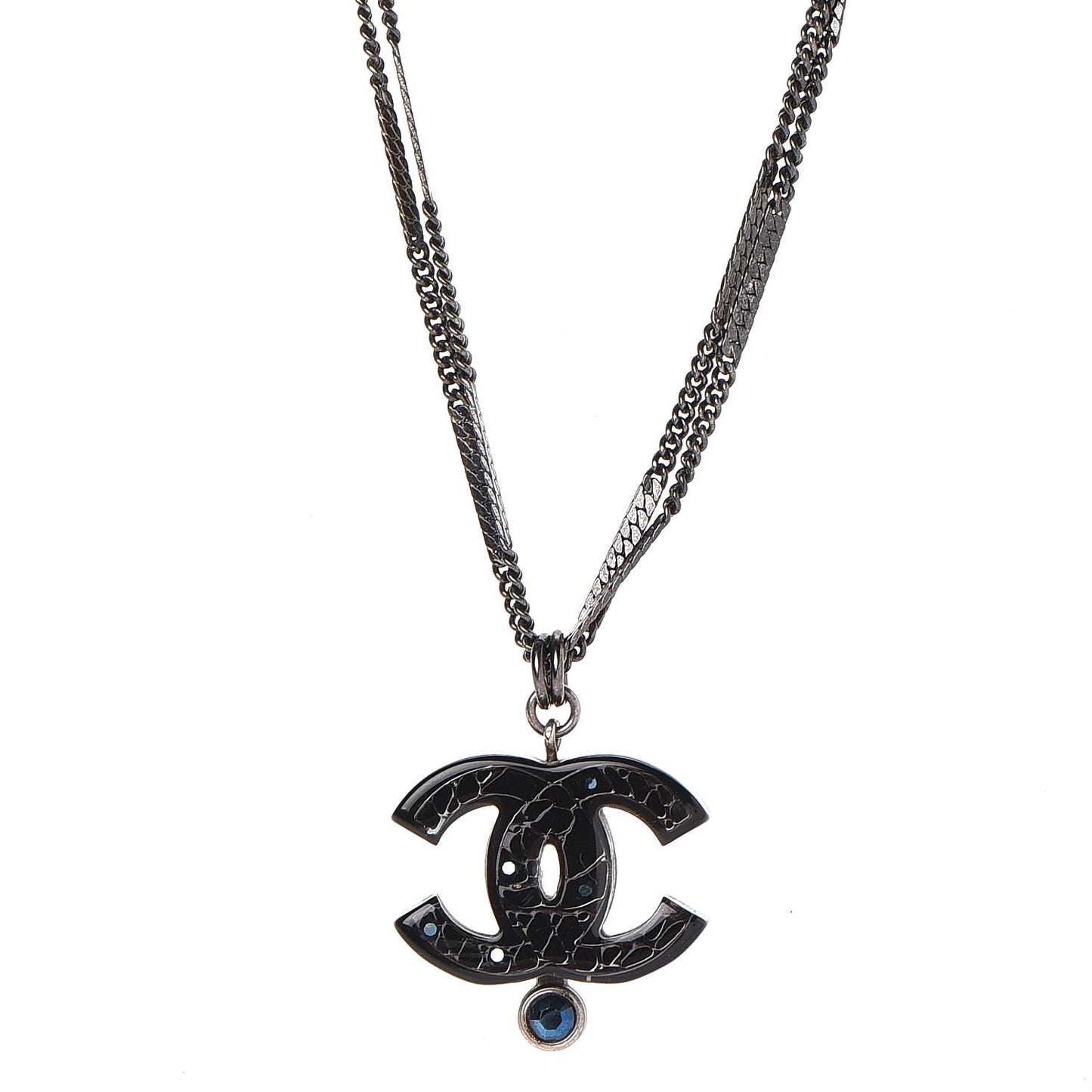 Ruthenium Pearl Crystal CC Necklace Black