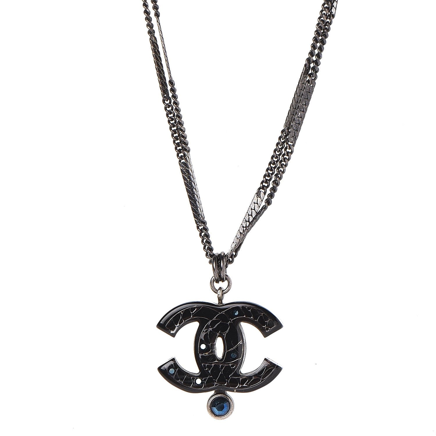 Chanel Ruthenium Pearl Crystal CC Necklace Black 1 of 4
