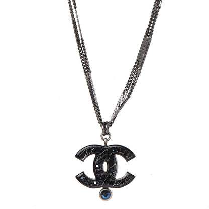 Chanel Ruthenium Pearl Crystal CC Necklace Black 1 of 4