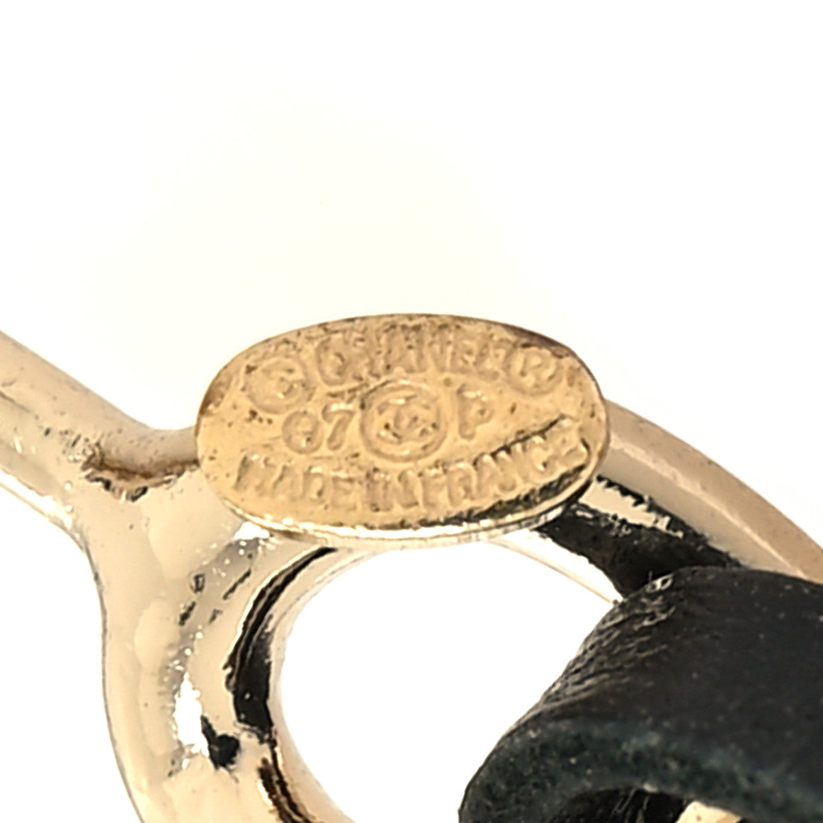 Lambskin Chain Logo Belt Black Gold