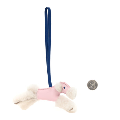 Hermes Milo Lambskin Shearling Budy Charm Rose Darling Bleu France 2 of 4