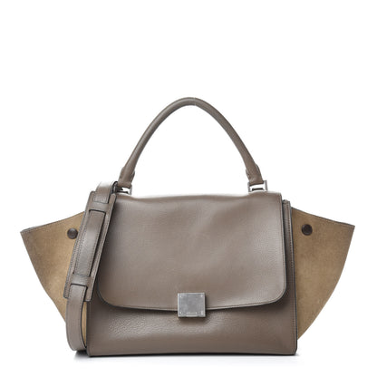 Celine Drummed Calfskin Suede Small Trapeze Taupe 1 of 14