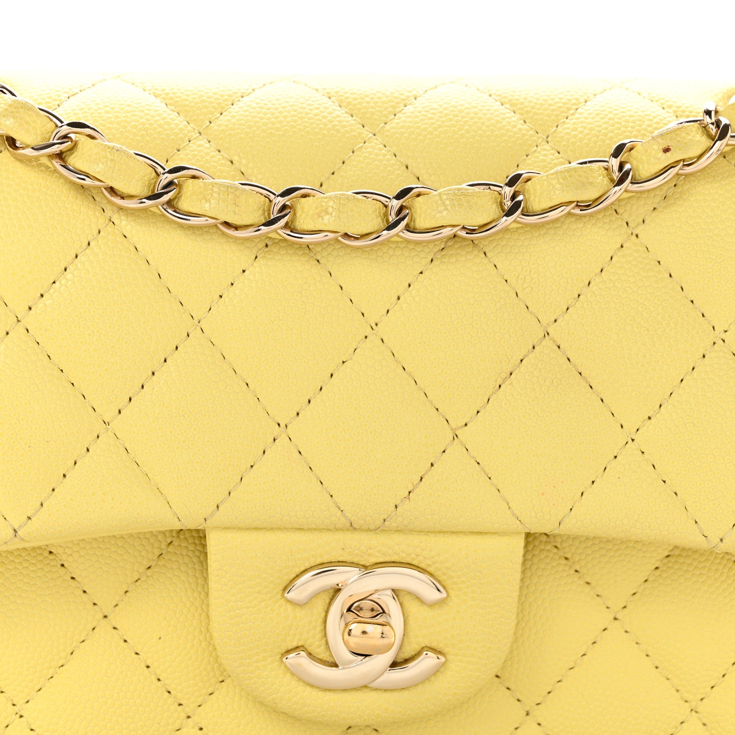 Chanel Caviar Quilted Small Double Flap Light Yellow 8 of 11