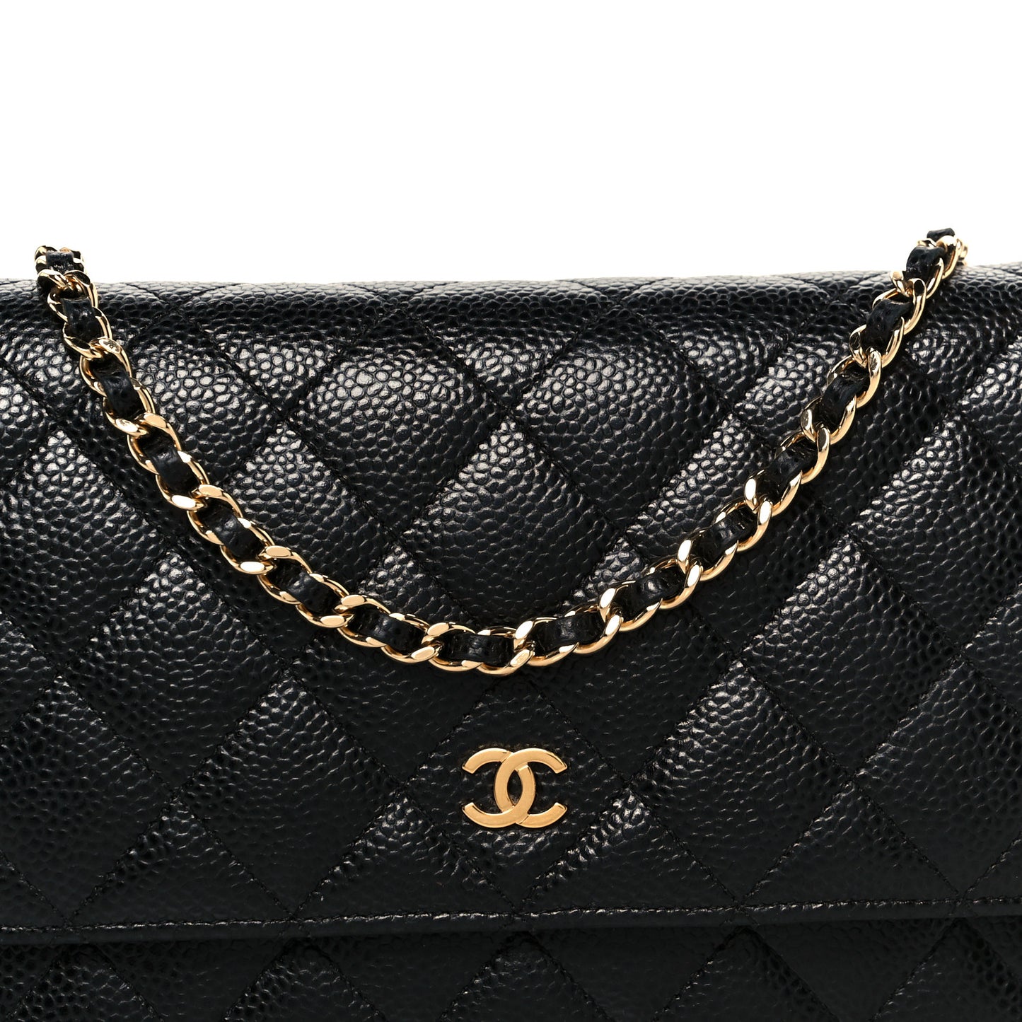 Caviar Quilted Wallet On Chain WOC Black