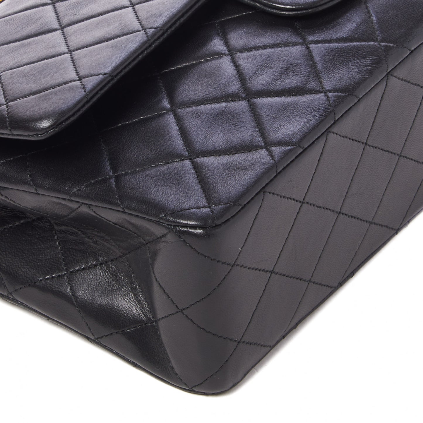 Lambskin Quilted Medium Double Flap Black