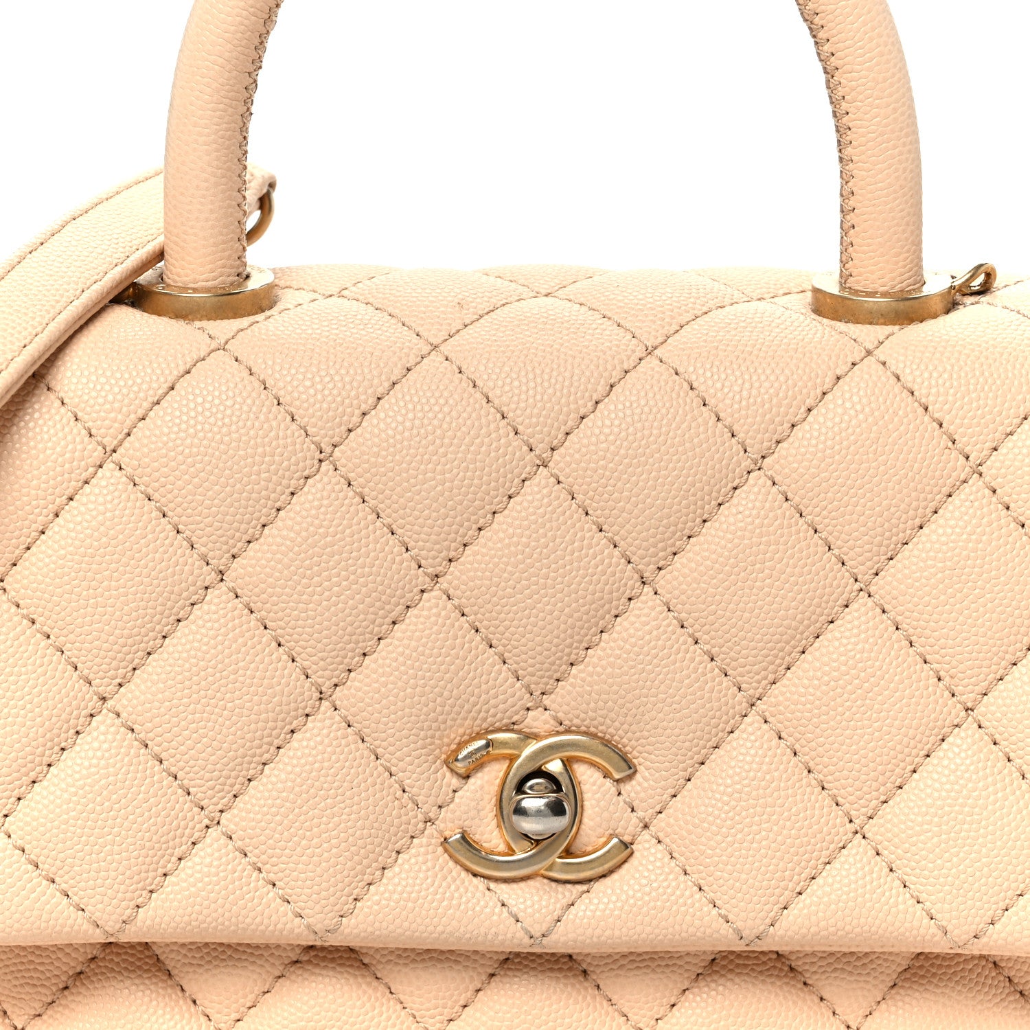 Chanel Caviar Quilted Mini Coco Handle Flap Beige 9 of 11
