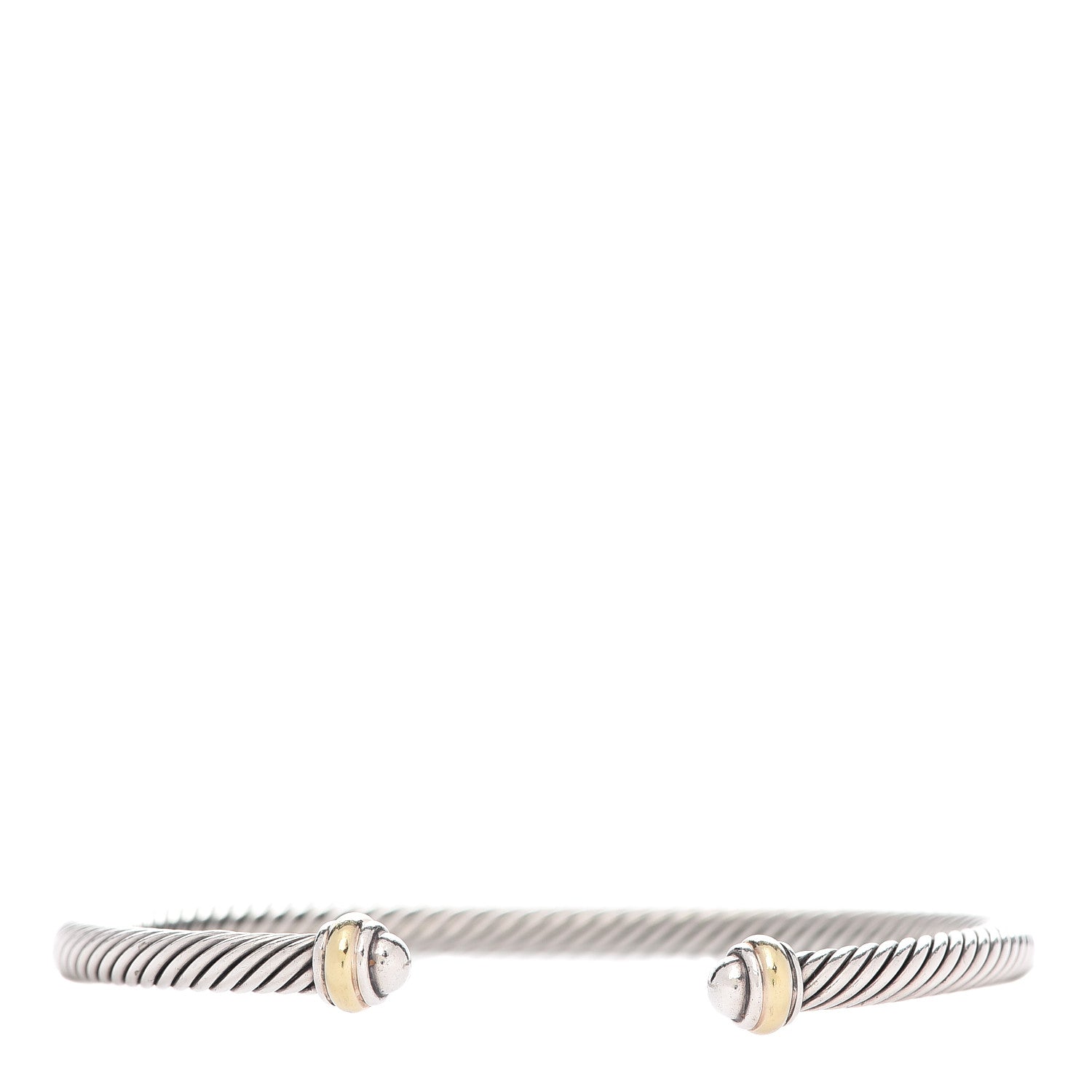 David Yurman Sterling Silver 18K Yellow Gold 4mm Cable Classics Bracelet 1 of 5