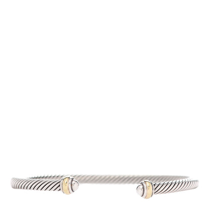 David Yurman Sterling Silver 18K Yellow Gold 4mm Cable Classics Bracelet 1 of 5