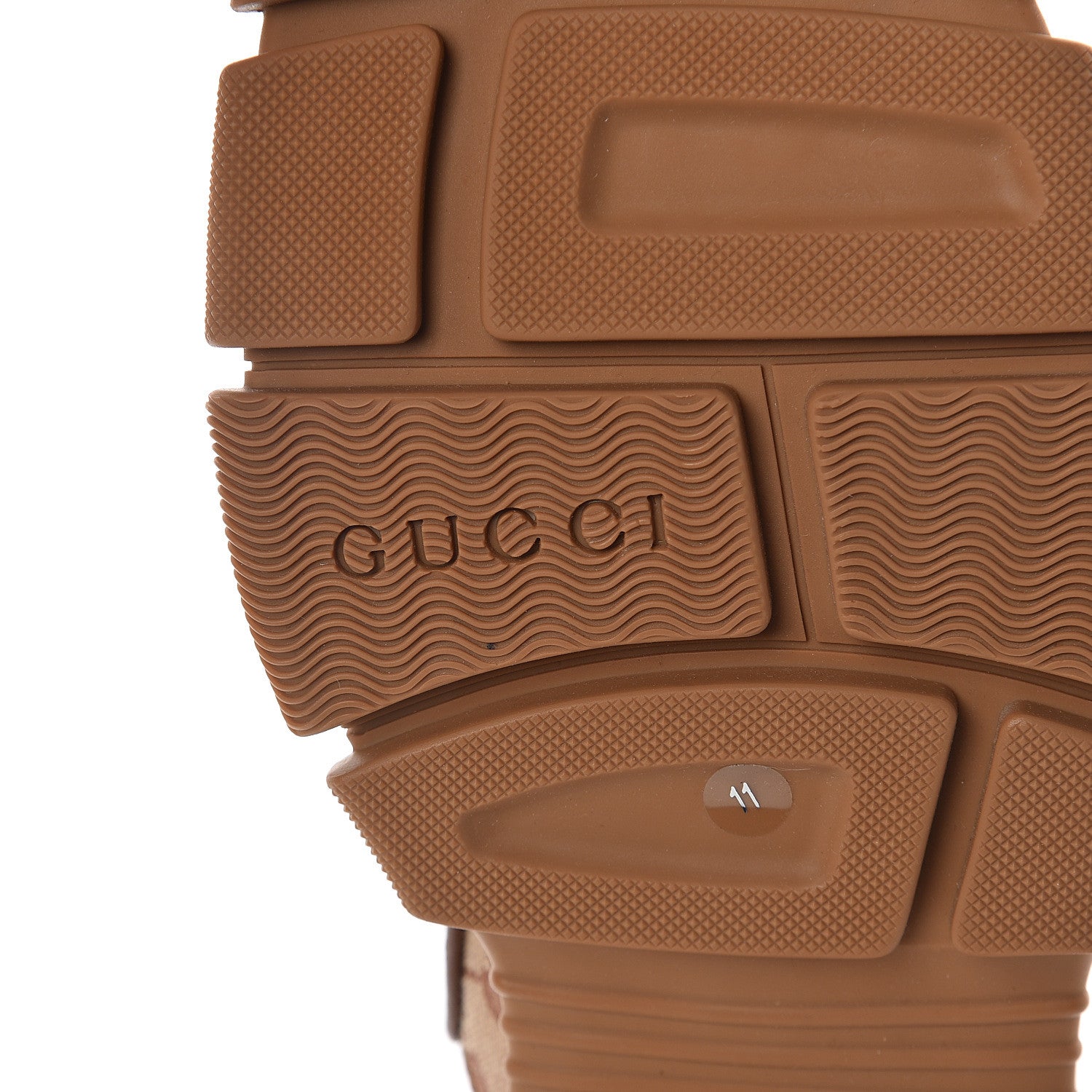 Gucci X SEGA Suede Calfskin GG Monogram Mens Flashtrek Sneakers 11 New Cuir Beige Ruggine 6 of 7