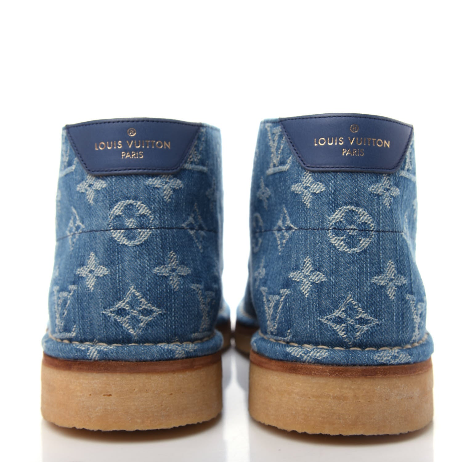 Louis Vuitton Monogram Denim Mens High-Derby Boots 7 Blue 7 of 12