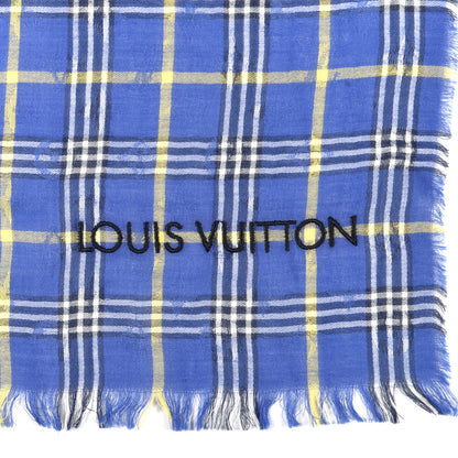 Louis Vuitton Gauze Plaid Masai Tartan Shawl Blue 4 of 5