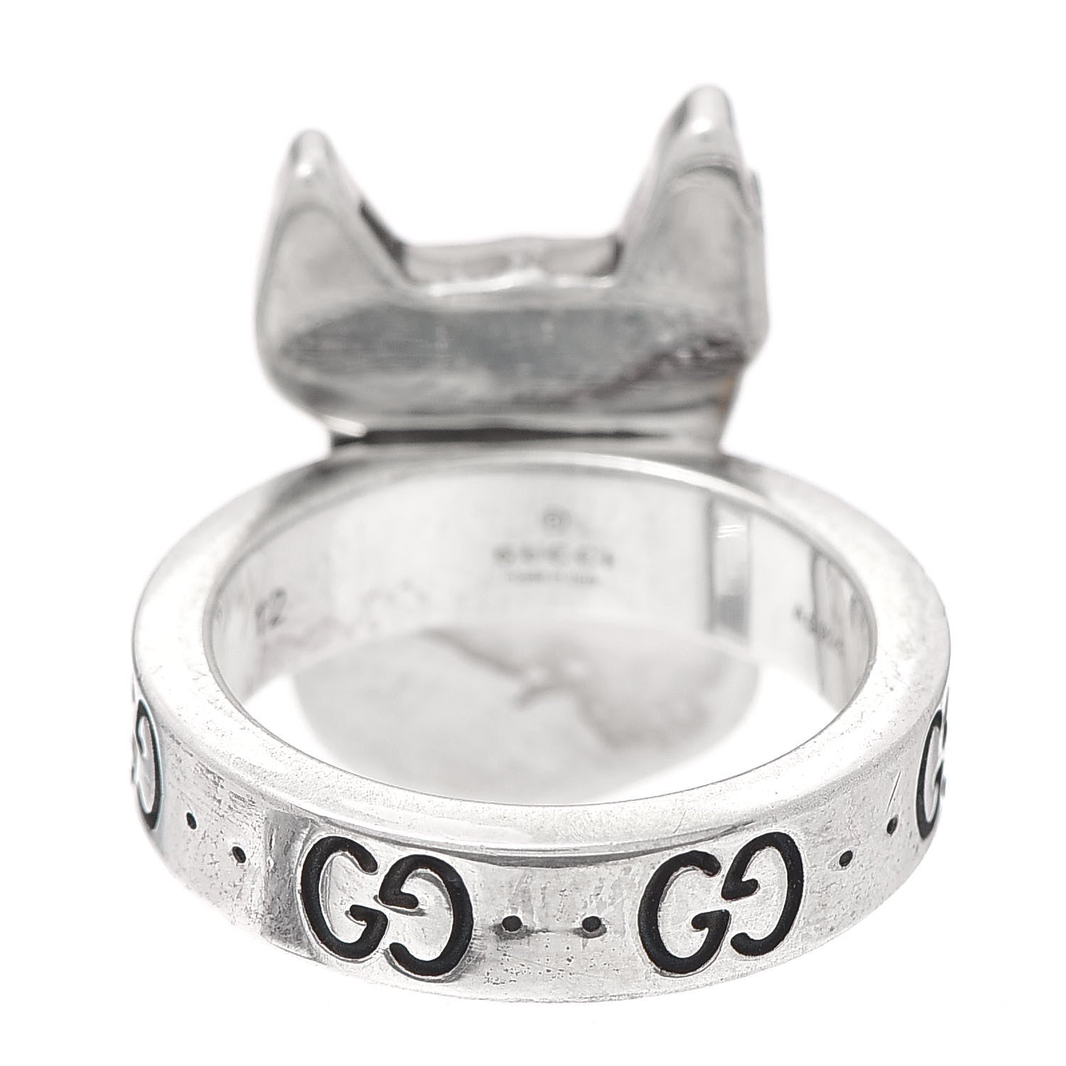Gucci Sterling Silver Enamel Orso Ring 52 6 3 of 5