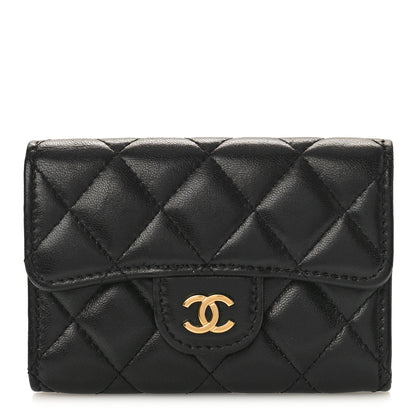 Chanel Lambskin Quilted Flap Card Holder Wallet Black 1 of 10