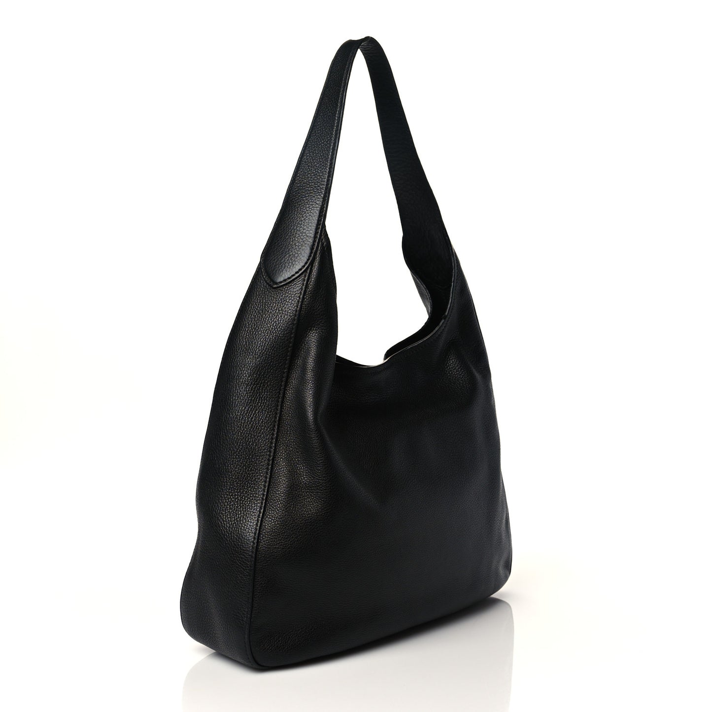 Vitello Daino Medium Pocket Hobo Bag Black