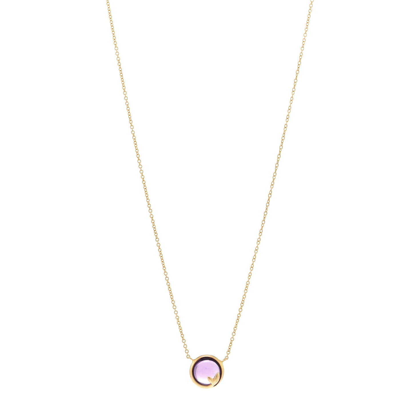18K Yellow Gold Amethyst Paloma Picasso Olive Leaf Pendant Necklace