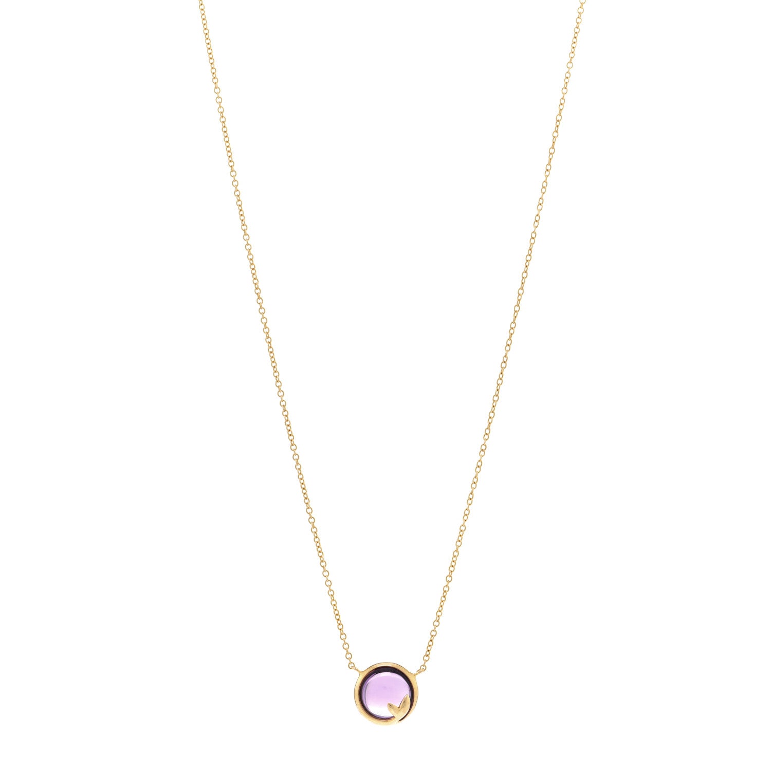 Tiffany 18K Yellow Gold Amethyst Paloma Picasso Olive Leaf Pendant Necklace 1 of 5