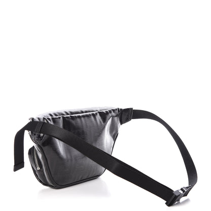 Fendi Glazed Fabric Vitello Century FF 1974 Stamp Patch Pocket Belt Bag Black 4 of 10