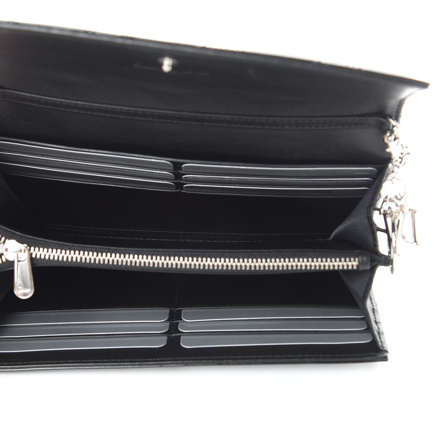 Christian Dior Patent Cannage Lady Dior Rendezvous Wallet On Chain Black 5 of 10