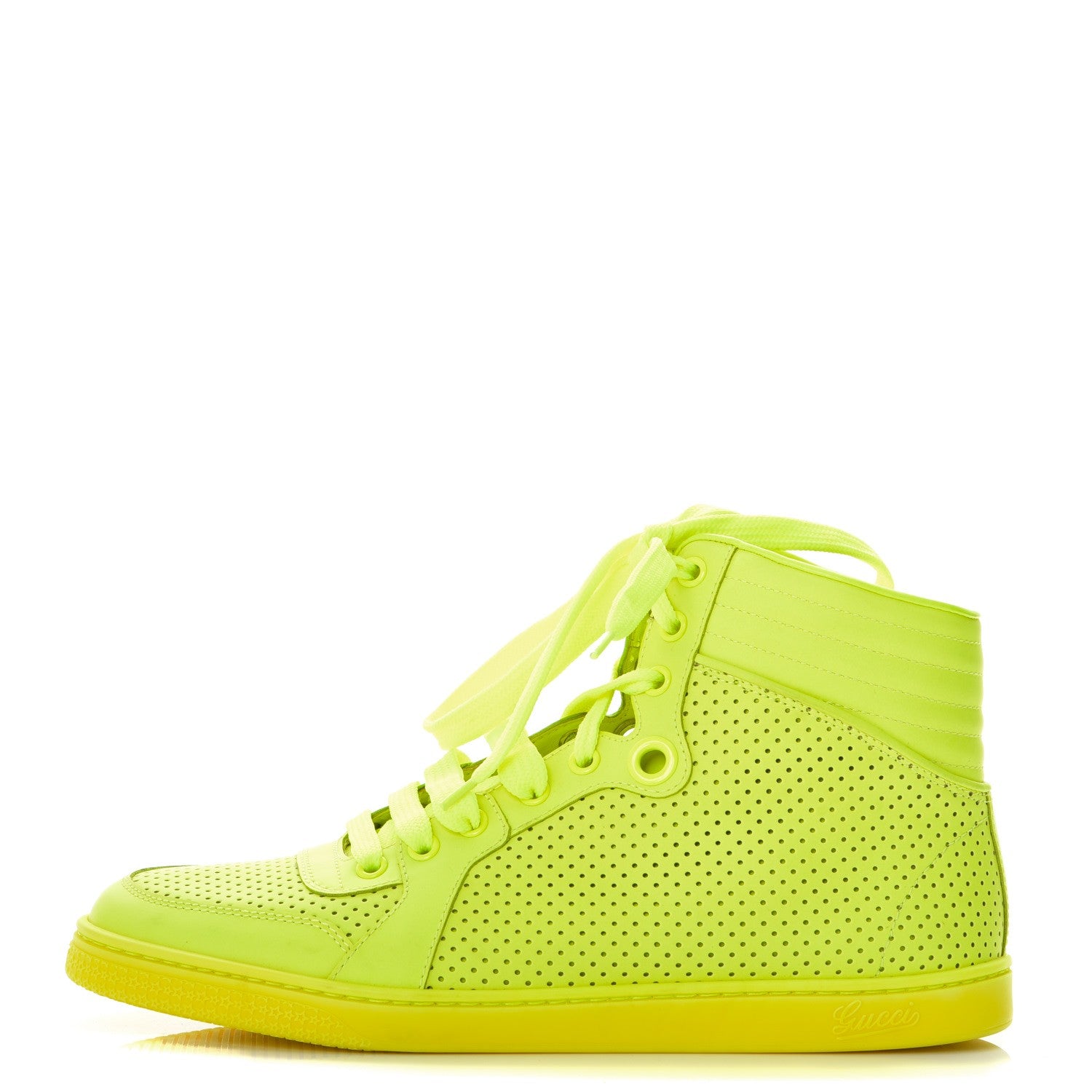 Gucci Calfskin Coda High Top Sneakers 39 Giallo Fluo 1 of 10