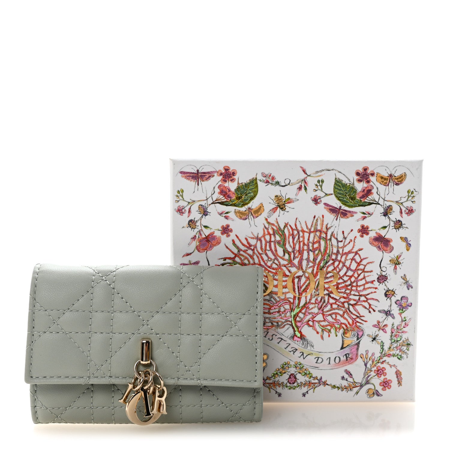 Christian Dior Lambskin Cannage Miss Dior Glycine Wallet Pistache 8 of 8