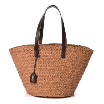 Saint Laurent Raffia Calfskin Medium Panier Tote 1 of 10