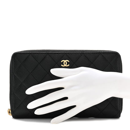 Chanel Caviar Quilted Large Zip Around Organizer Wallet Black 2 of 12