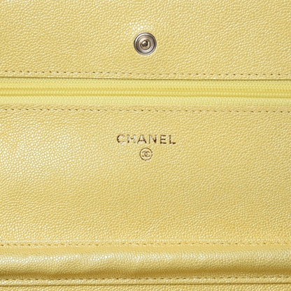 Chanel Iridescent Caviar Quilted Wallet on Chain WOC Yellow 6 of 11