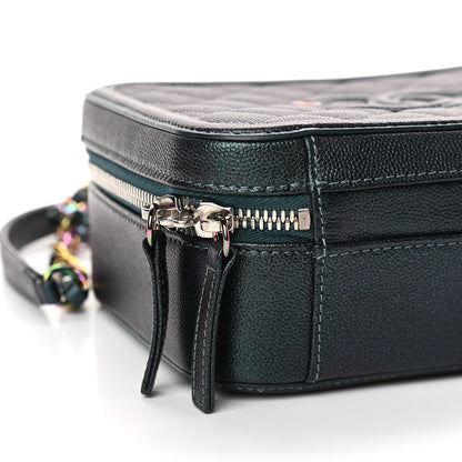 Chanel Iridescent Caviar Quilted Medium CC Filigree Vanity Case Dark Turquoise 8 of 9