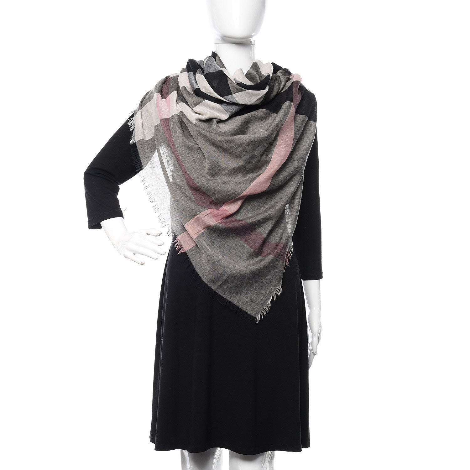 Burberry Modal Wool Giant Check Scarf Dark Trench 2 of 4