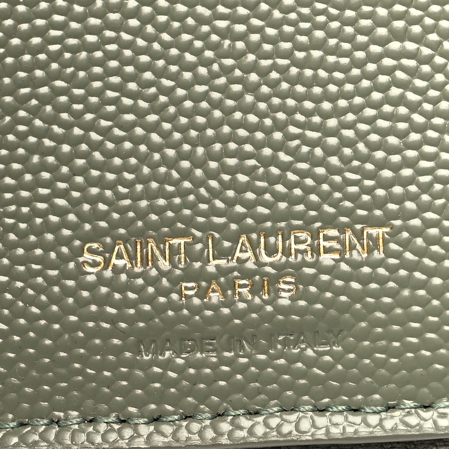 Saint Laurent Grain De Poudre Matelasse Chevron Monogram Compact Zip Around Wallet Vert Kaki 7 of 9