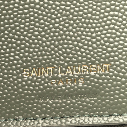 Saint Laurent Grain De Poudre Matelasse Chevron Monogram Compact Zip Around Wallet Vert Kaki 7 of 9