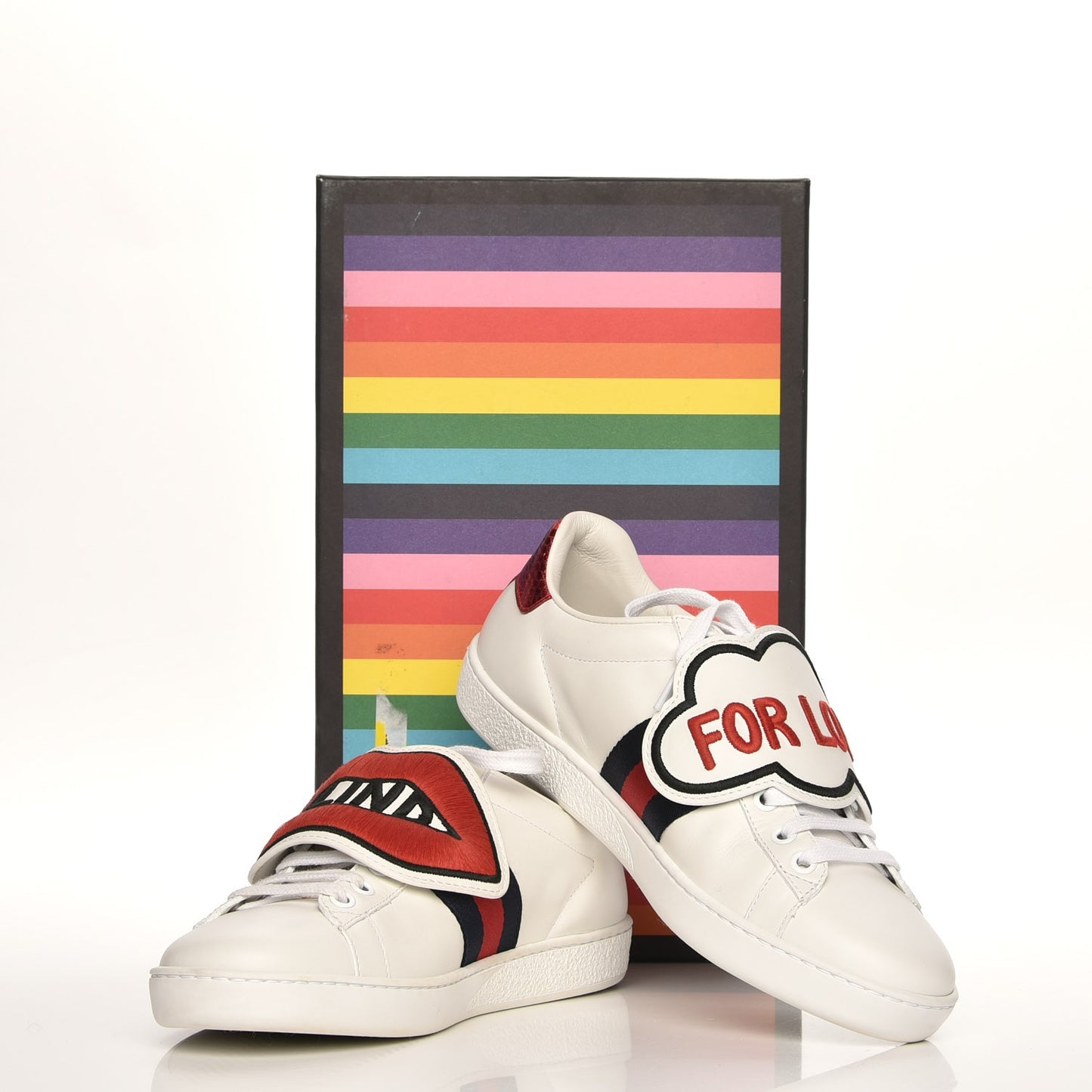 Calfskin Ayers Blind For Love Embroidered Womens Ace Sneakers 37 White