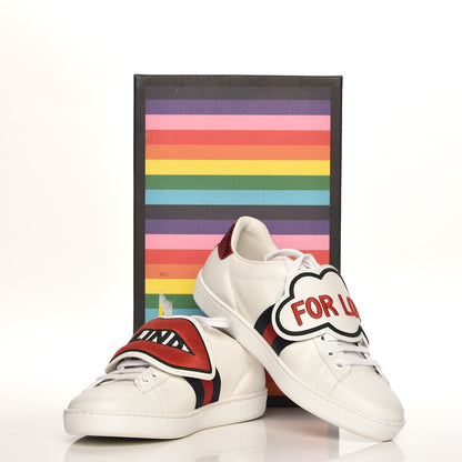 Gucci Calfskin Ayers Blind For Love Embroidered Womens Ace Sneakers 37 White 8 of 8