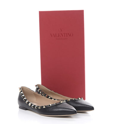 Valentino Garavani Pebbled Calfskin Rockstud Ballerina Flats 36.5 Black 12 of 12