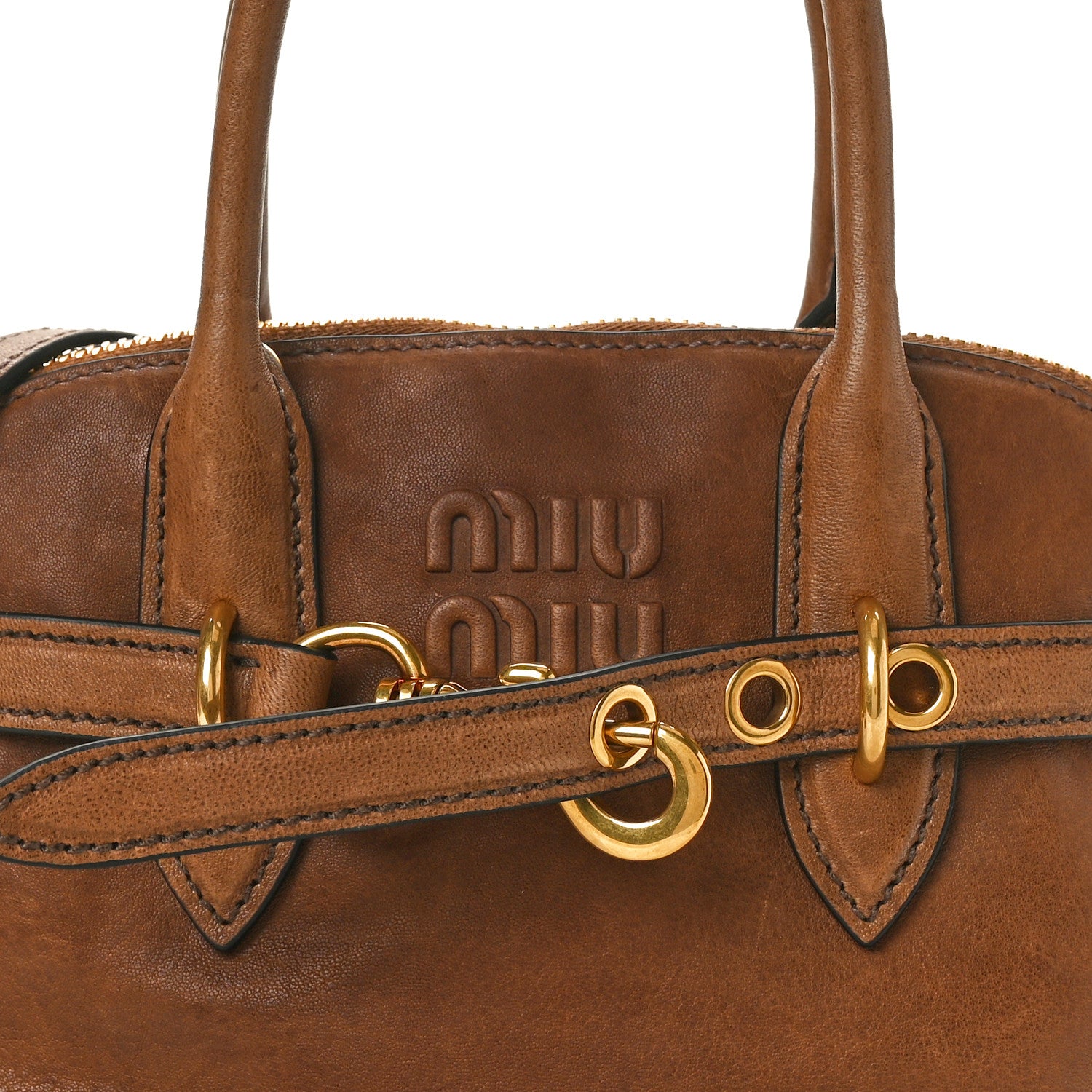 Miu Miu Nappa Aviator Small Aventure Bag Rovere 7 of 9