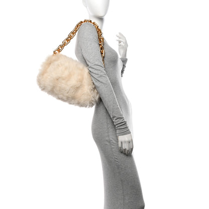 Bottega Veneta Shearling Lambskin The Pouch Chain White 2 of 10
