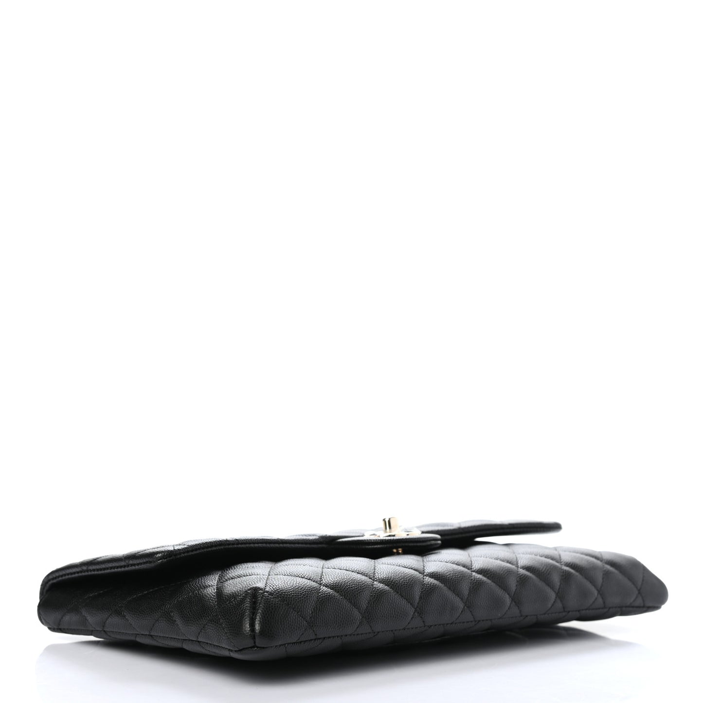 Caviar Quilted Flap Clutch Black