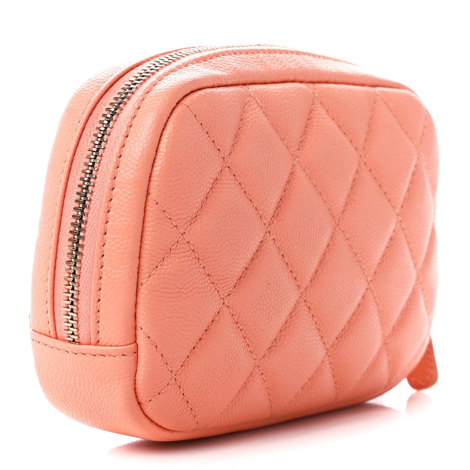 Chanel Caviar Quilted Small Curvy Pouch Cosmetic Case Light Orange 3 of 11