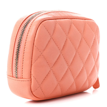 Chanel Caviar Quilted Small Curvy Pouch Cosmetic Case Light Orange 3 of 11