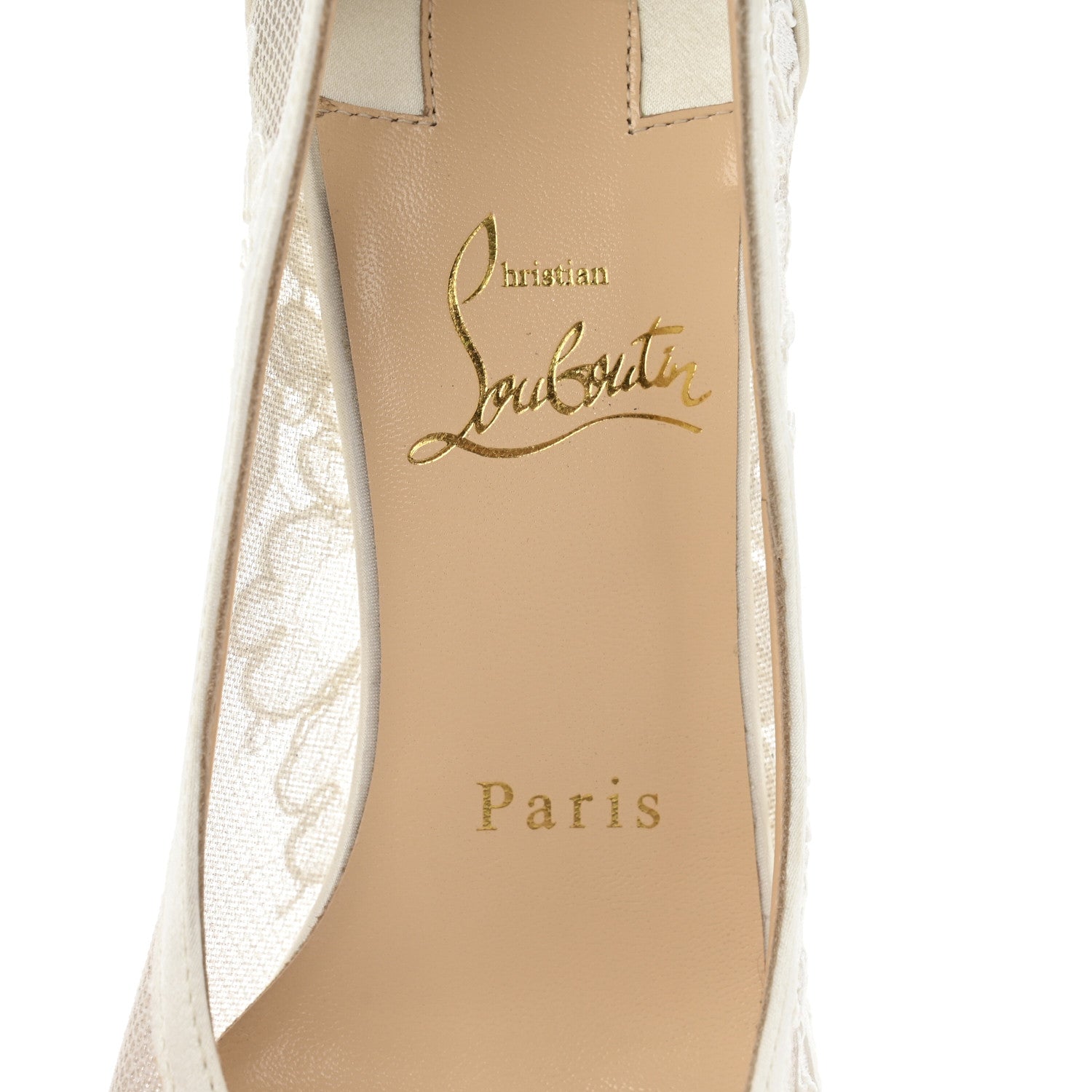 Christian Louboutin Lace Satin Neoalto 85 Pumps 37 Latte 8 of 10