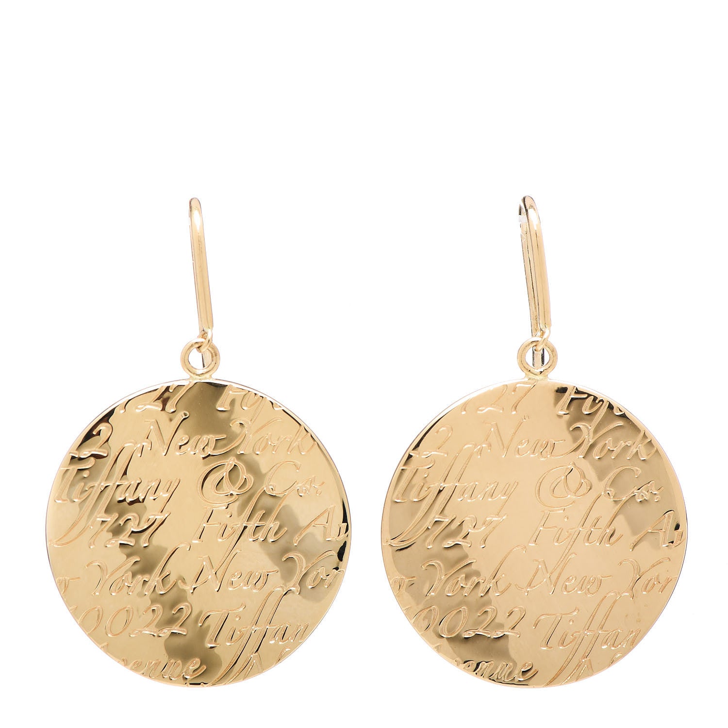 Tiffany 18K Yellow Gold Large Notes Round Drop Earrings 1 of 4