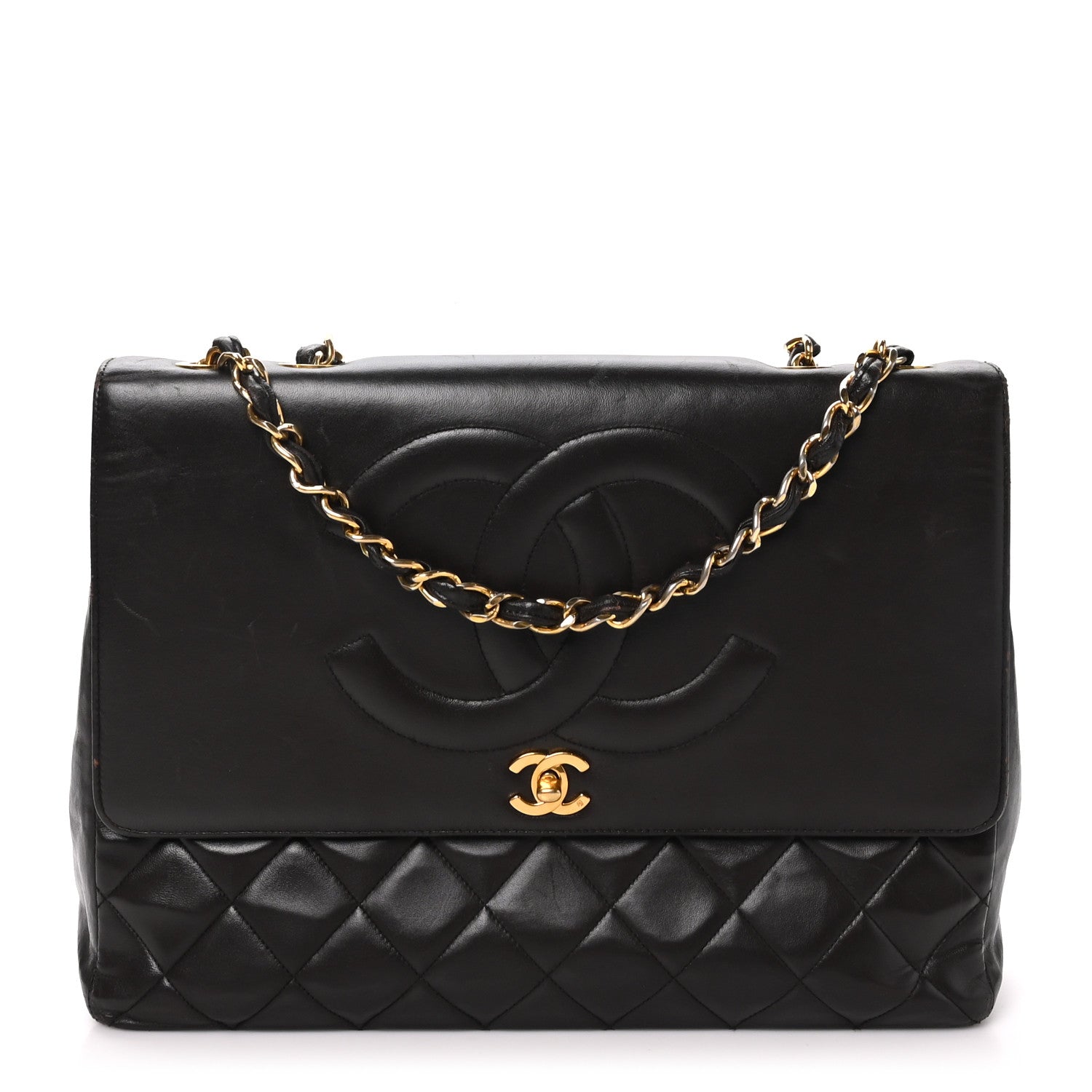 Chanel Lambskin Quilted CC Maxi Jumbo Single Flap Brown 1 of 16