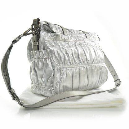Prada Nappa Dressy Gaufre Messenger Silver 2 of 9