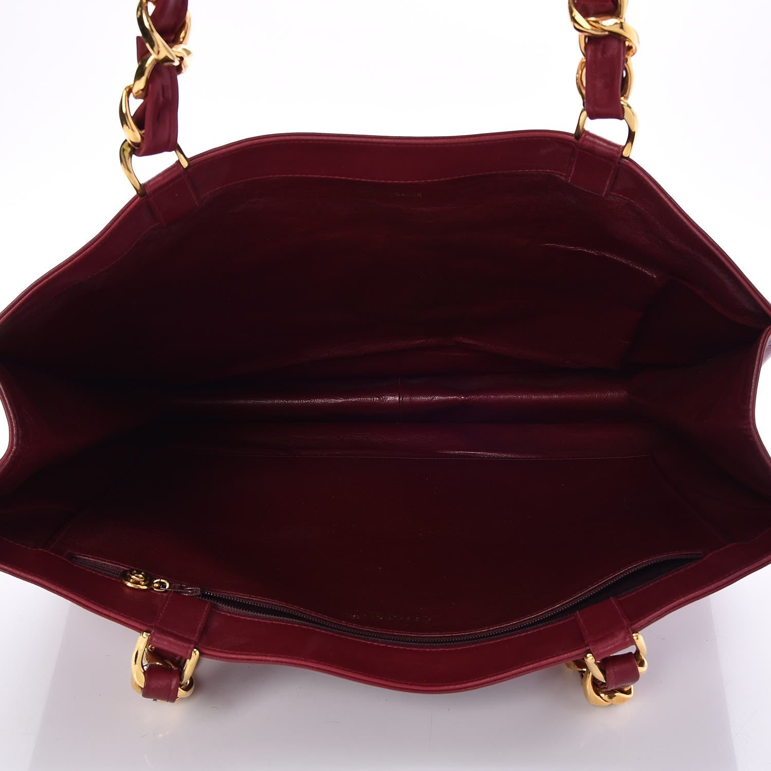 Chanel Lambskin CC Tote Dark Red 5 of 8