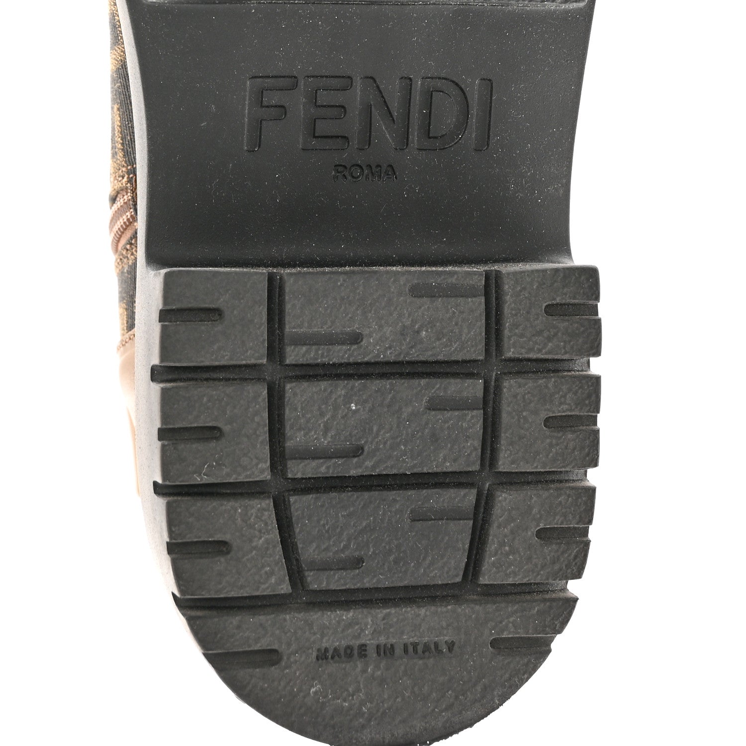 Fendi Fabric Jacquard Vitello FF Domino 50mm Biker Boots 41 Tobacco Black Sand 7 of 11