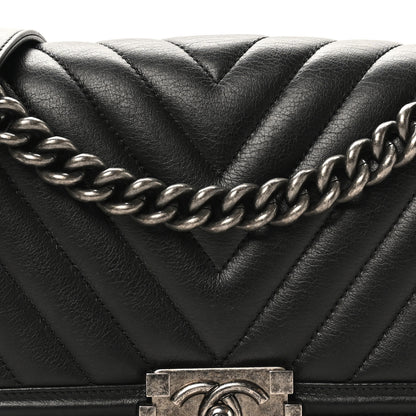 Chanel Calfskin Chevron Quilted Medium Boy Flap Black 8 of 10