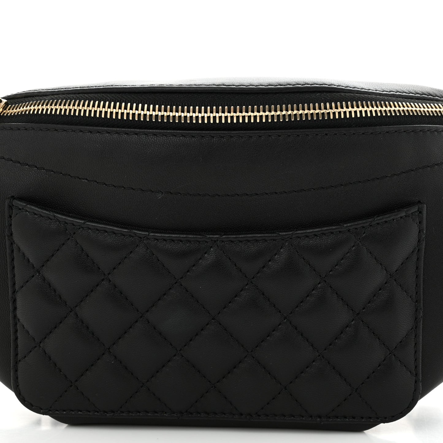 Lambskin Quilted Waist Bag Fanny Pack Black