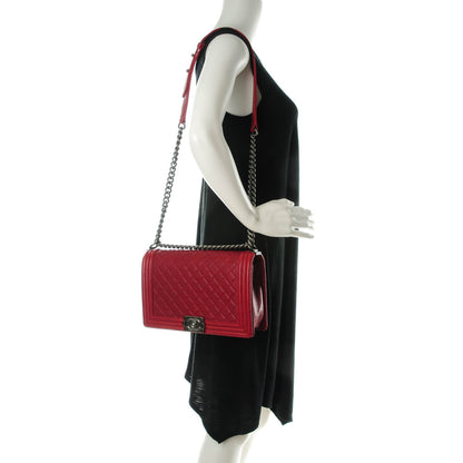 Chanel Caviar Quilted New Medium Boy Flap Dark Red 2 of 8